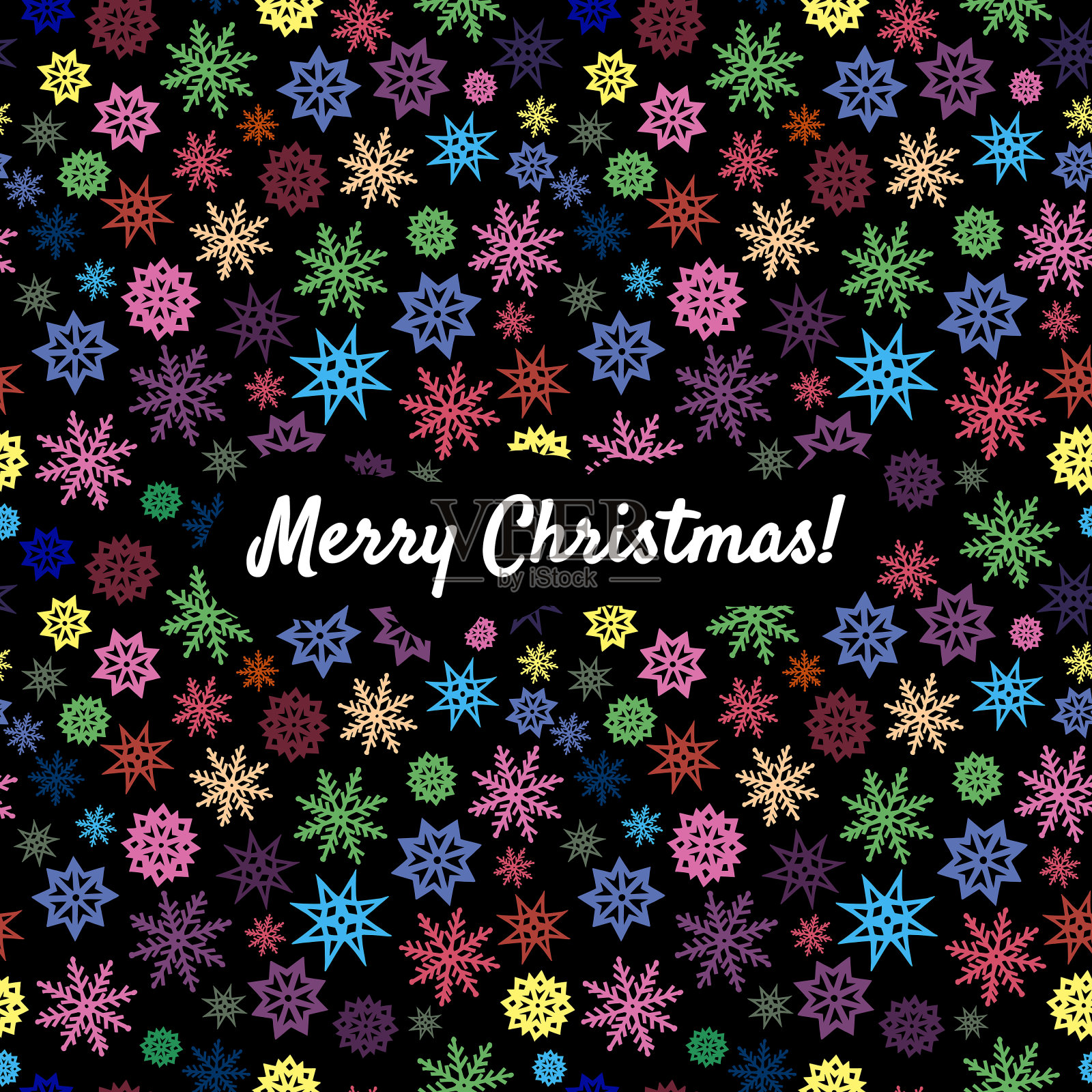 圣诞快乐!新年五彩雪花，天衣无缝图案。手绘。圣诞节的背景。插画图片素材