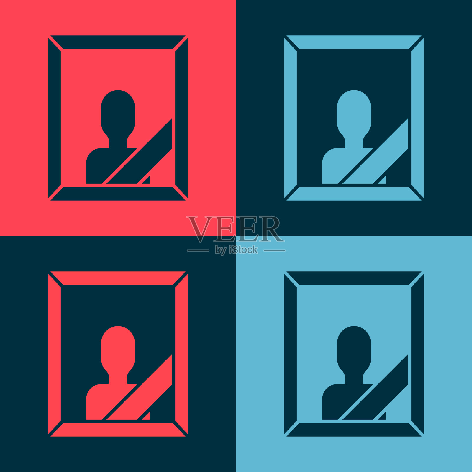 黑色丝带的流行艺术悼念相框插画图片素材