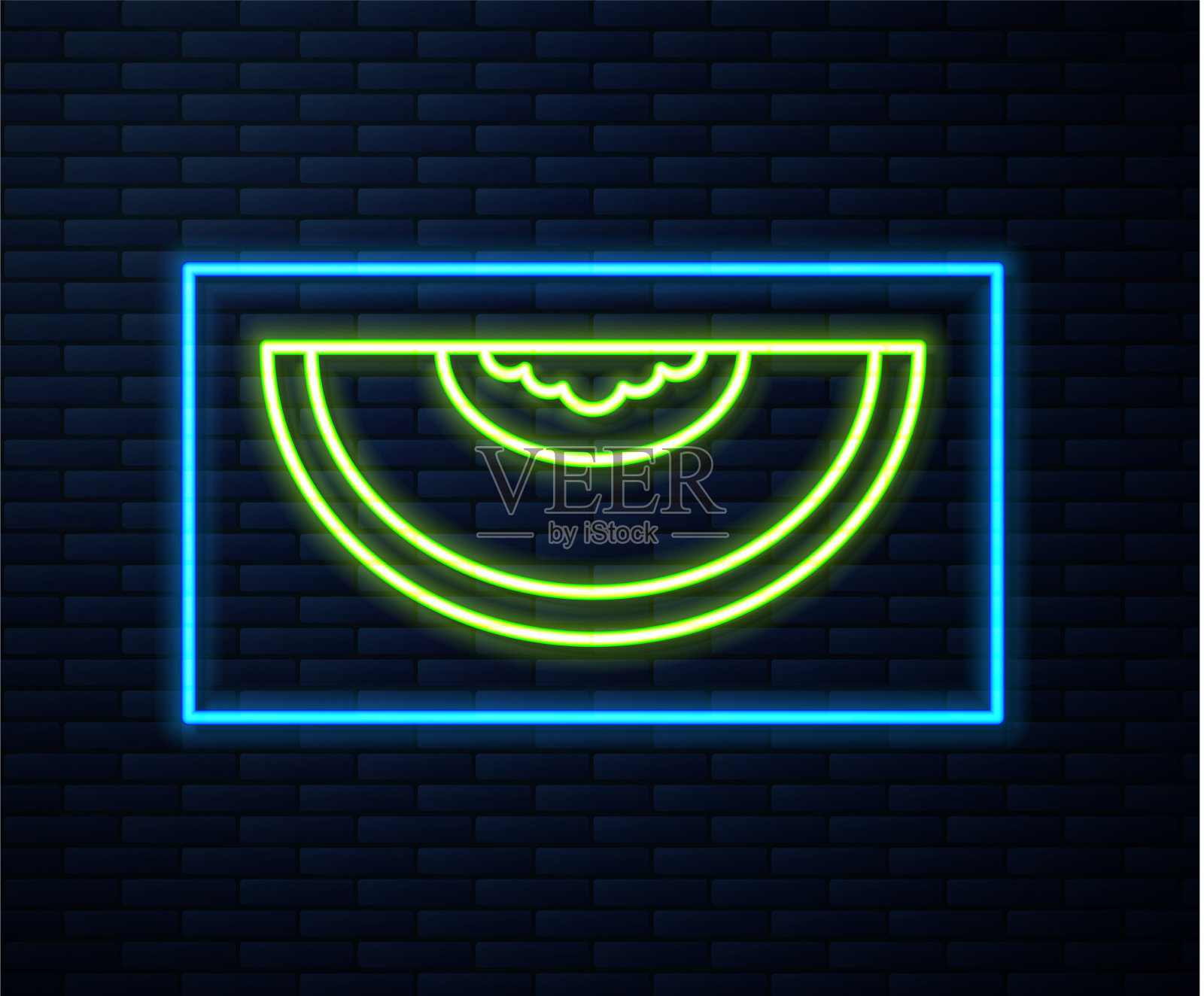 发光的霓虹灯线瓜果图标孤立上插画图片素材