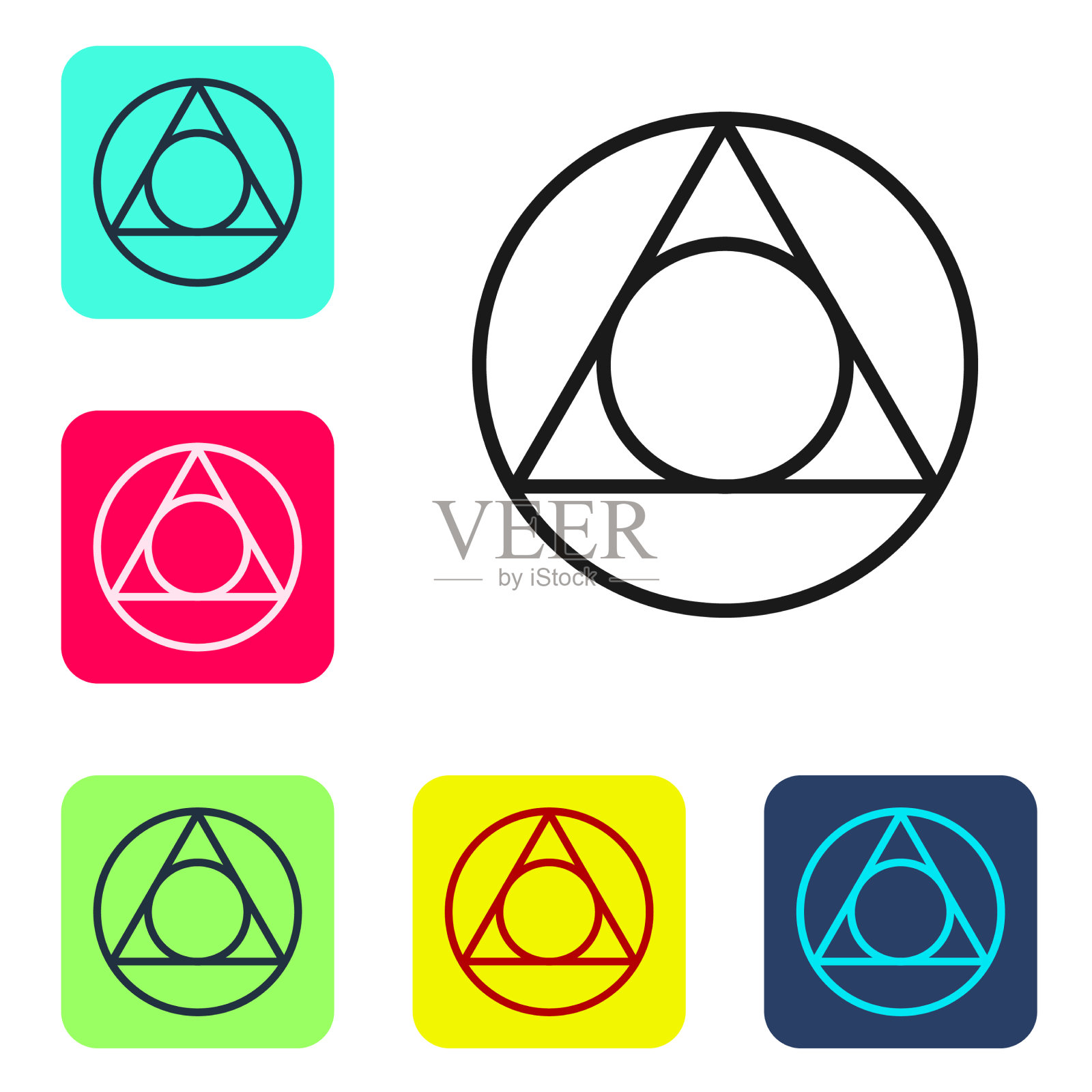 黑色线三角形数学图标孤立在白色插画图片素材