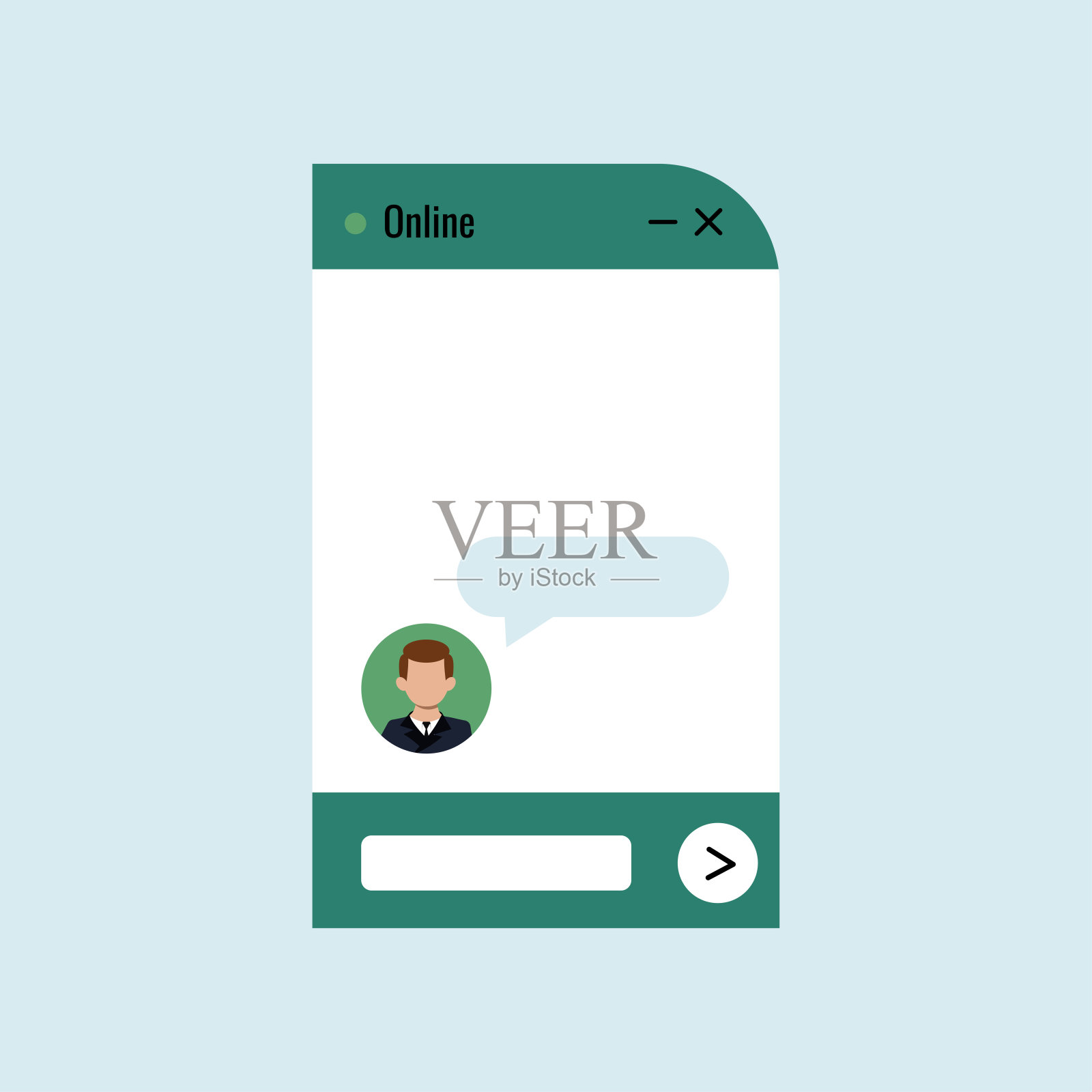 聊天机器人对话窗口和西装男插画图片素材