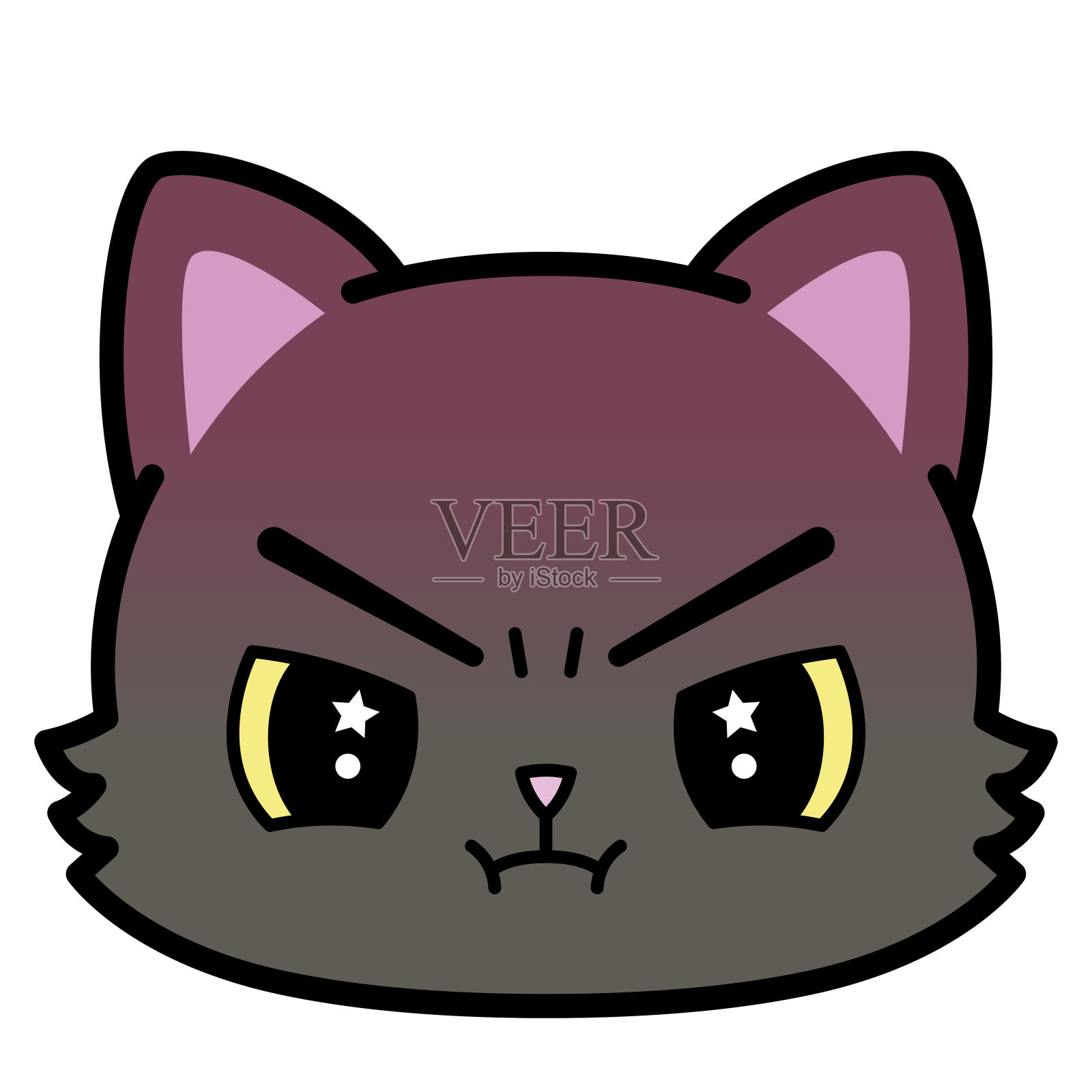 孤立可爱的愤怒猫表情设计元素图片