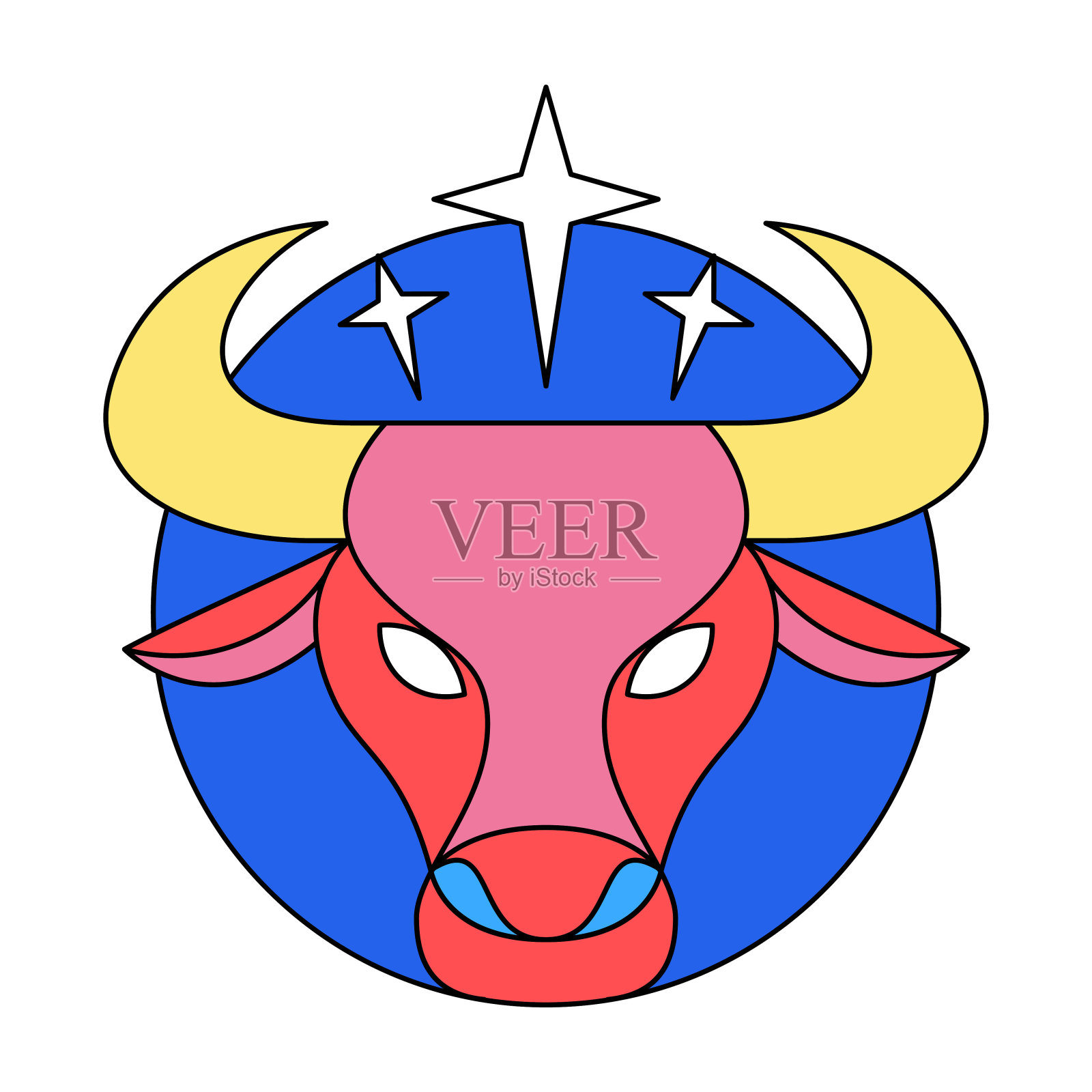 孤立的金牛座象征着西方的黄道十二宫设计元素图片