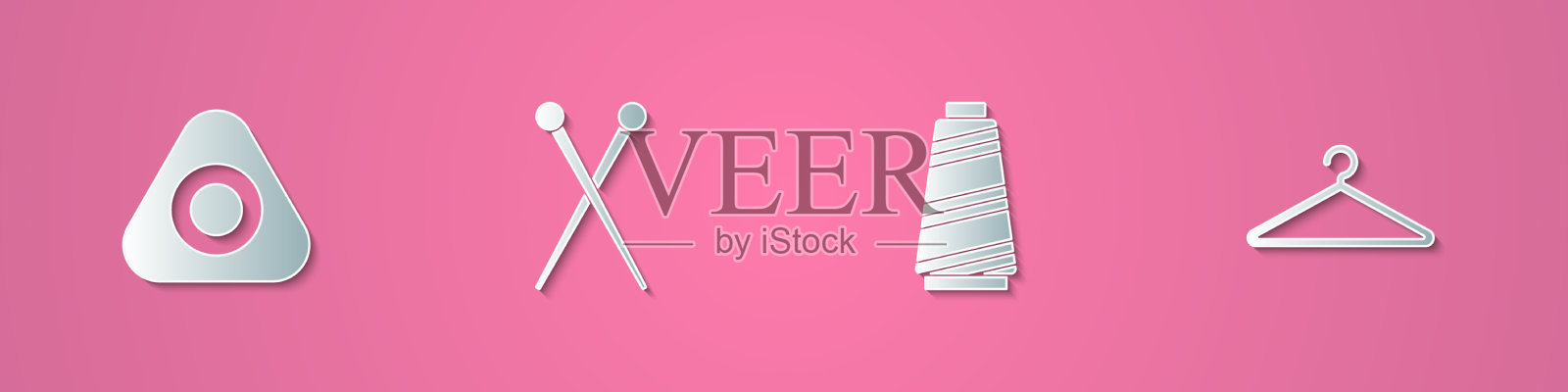 设置剪纸缝纫粉笔编织针图标素材