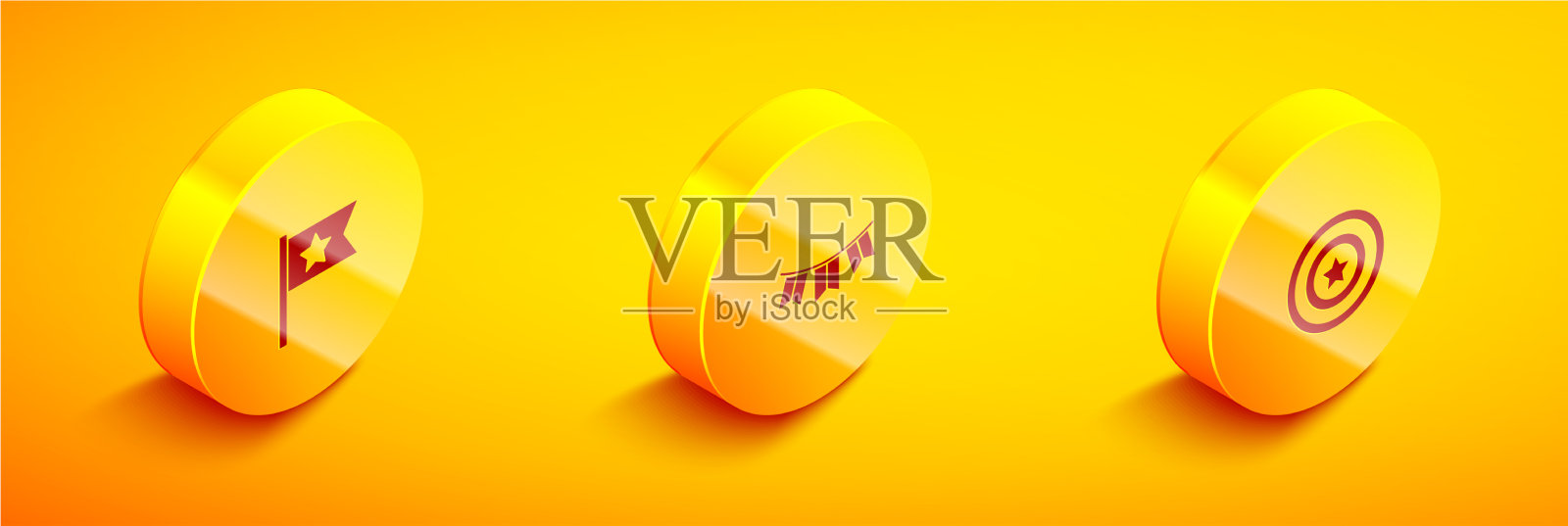 设置等距美国国旗嘉年华花环图标素材