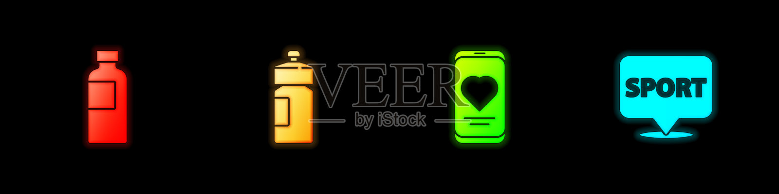 设置健身器移动与心率和图标素材