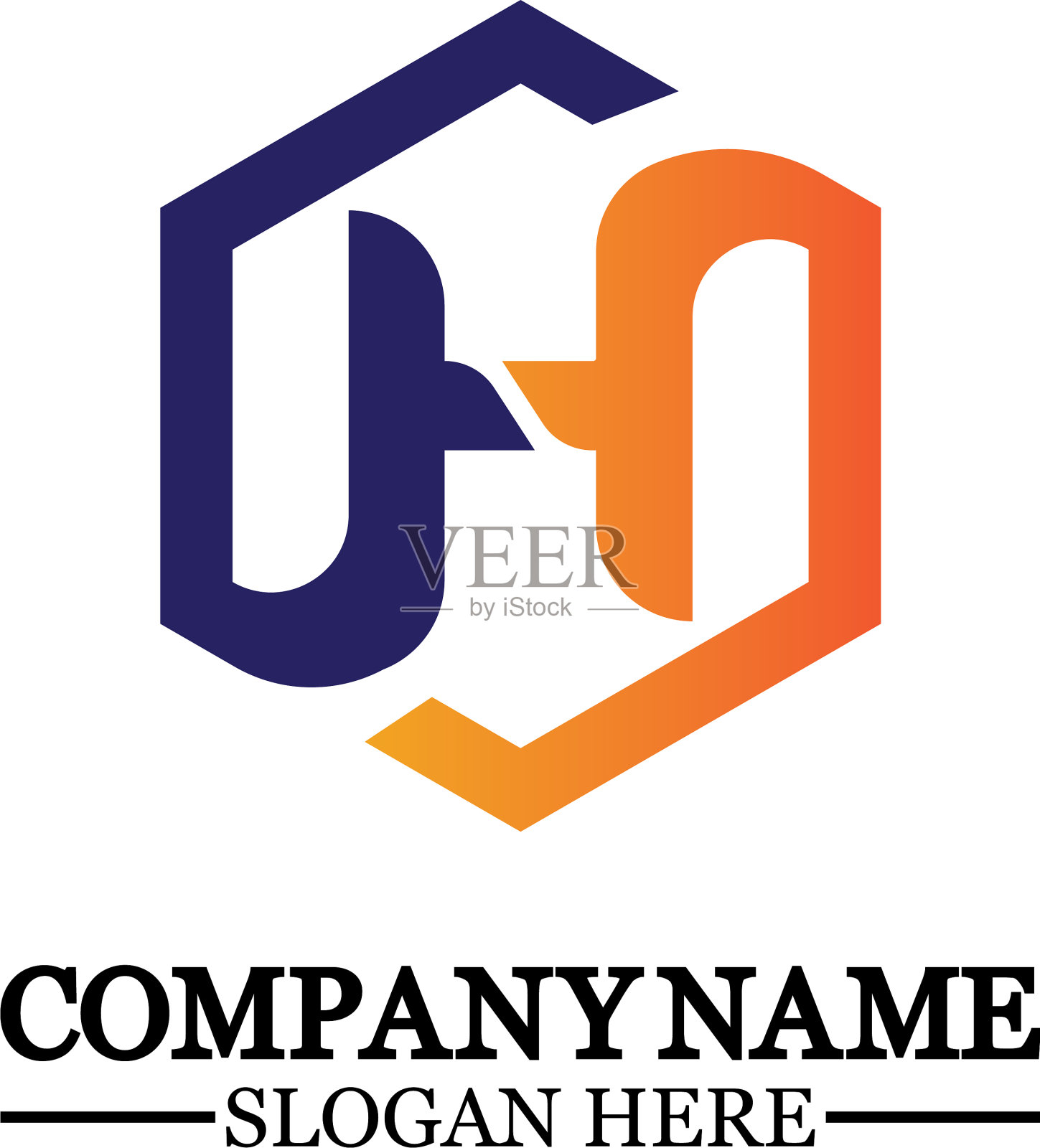 摘要字母h六边形标志设计插画图片素材