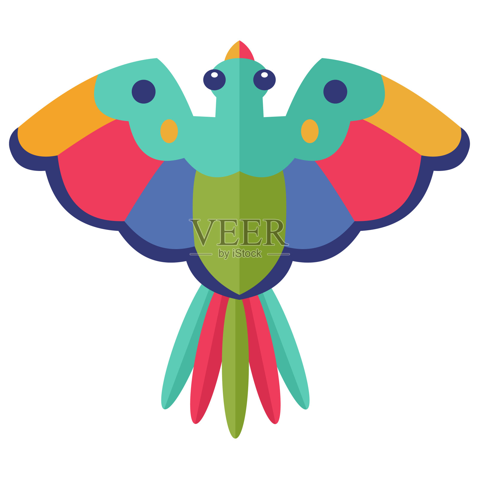 风筝鸟形状矢量卡通插图孤立在一个白色的背景。插画图片素材