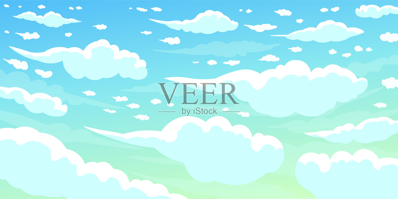 天空背景中飘浮着许多云彩插画图片素材