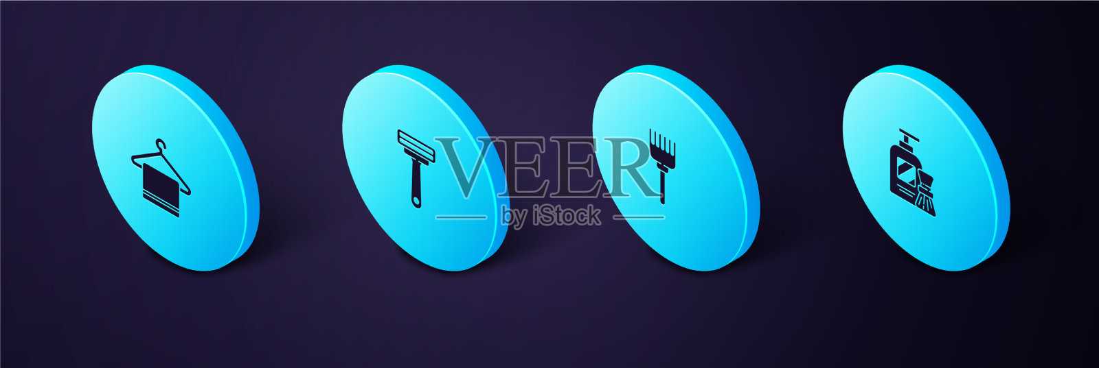 设置等距剃须胶泡沫和刷图标素材