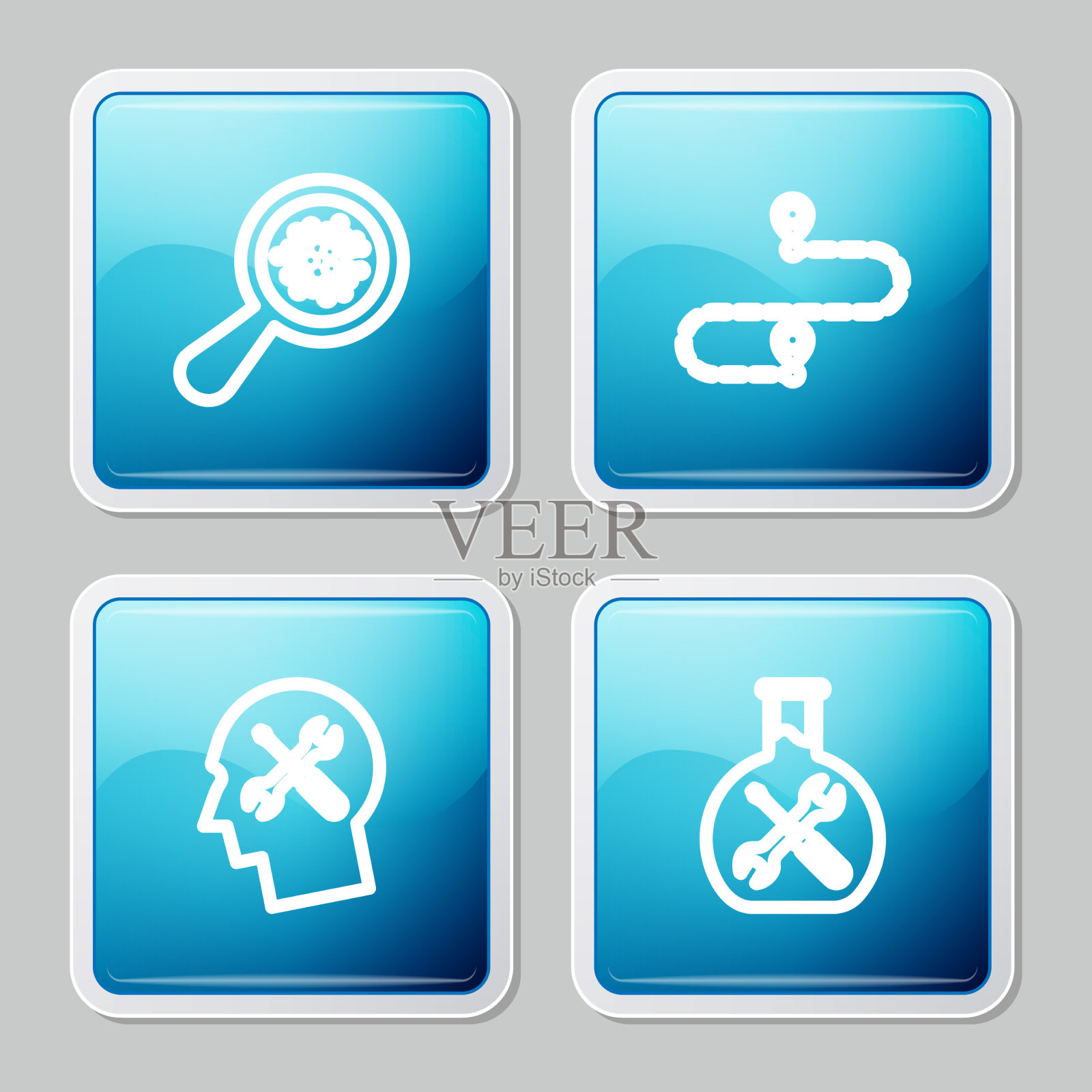 在放大镜下设置线微生物图标素材