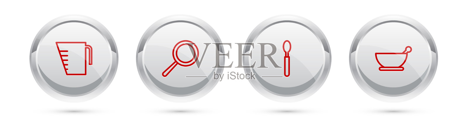 设置线量杯，煎锅，勺子和插画图片素材