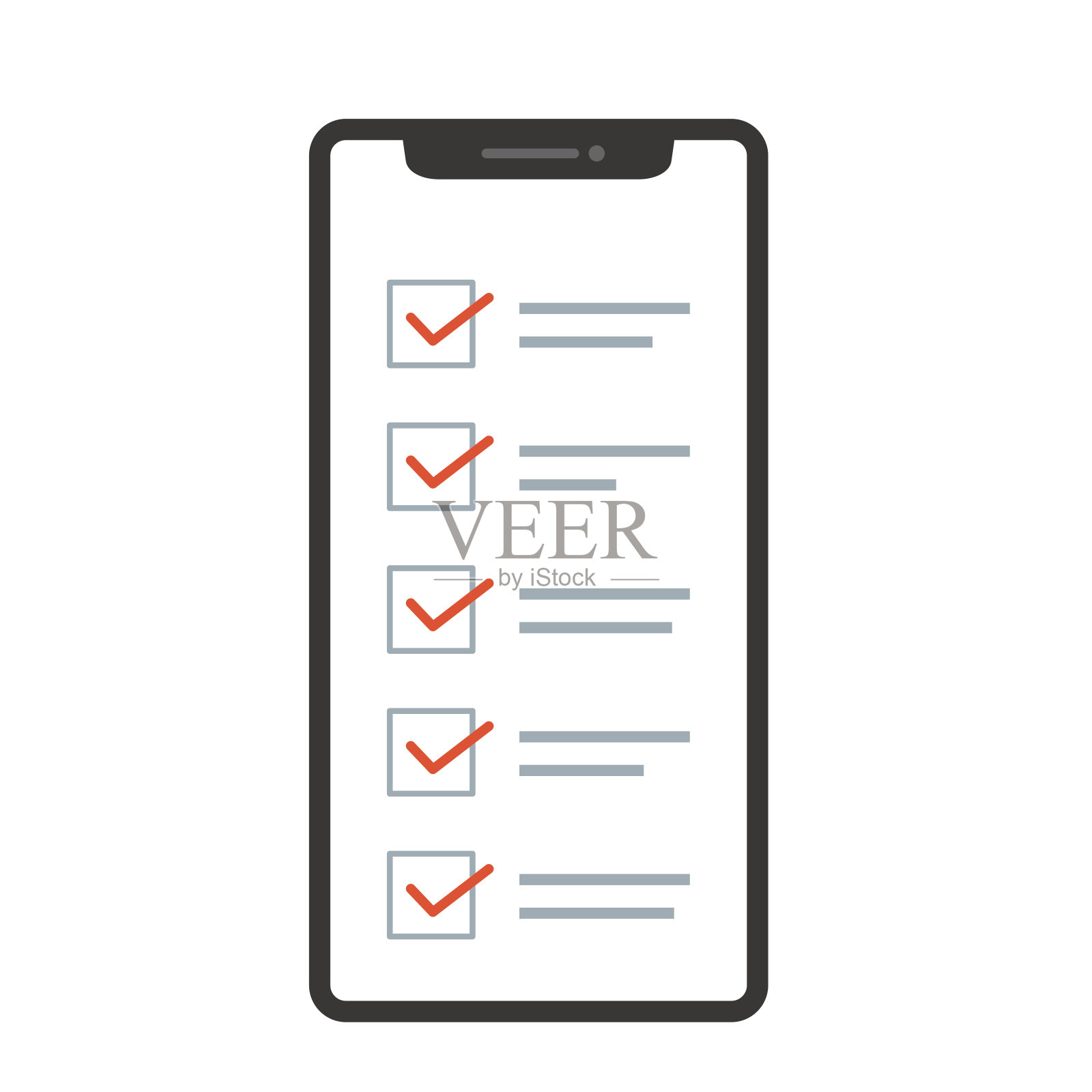 智能手机上显示的清单说明插画图片素材