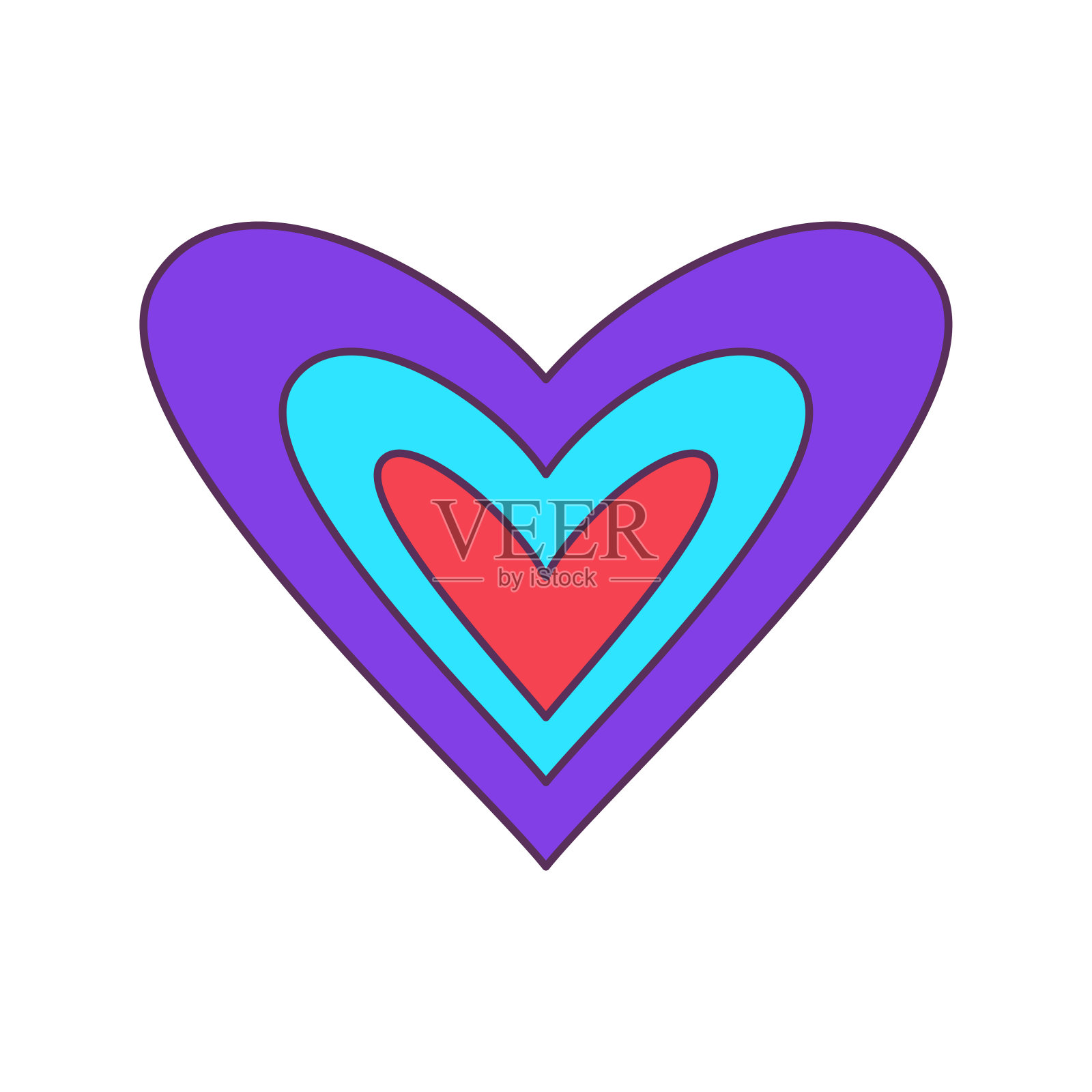 一个彩色心形的孤立草图设计元素图片