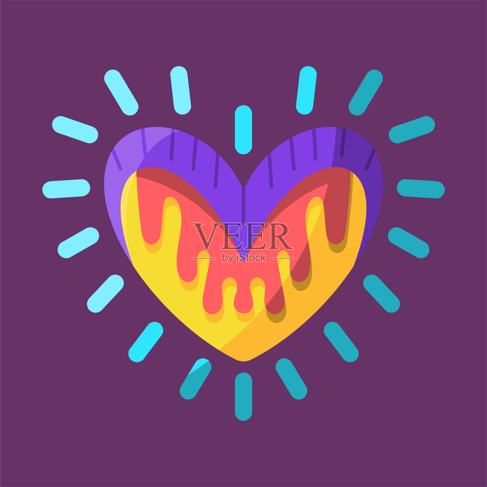 一个彩色心形的孤立草图插画图片素材