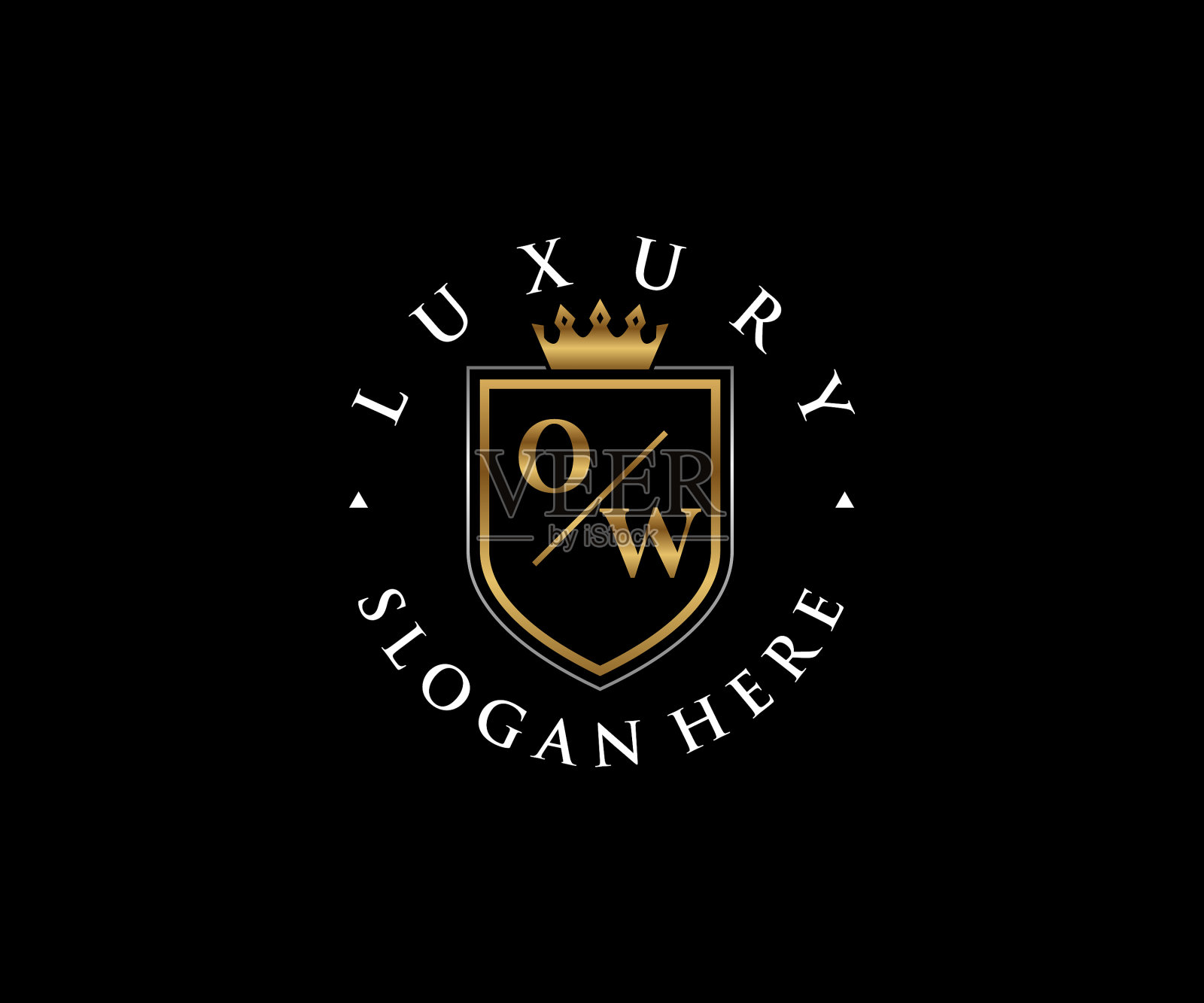 首ow字母皇家奢侈标志模板插画图片素材