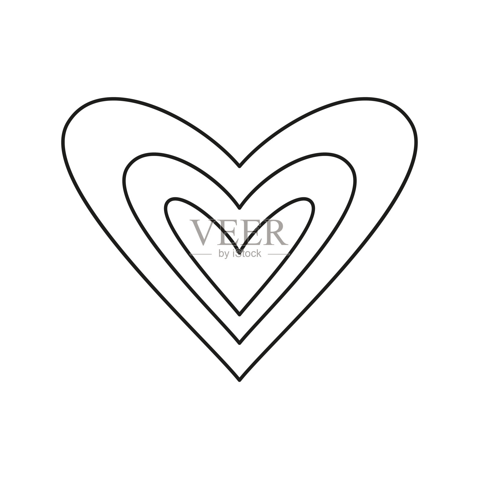 一个心形的孤立轮廓草图插画图片素材