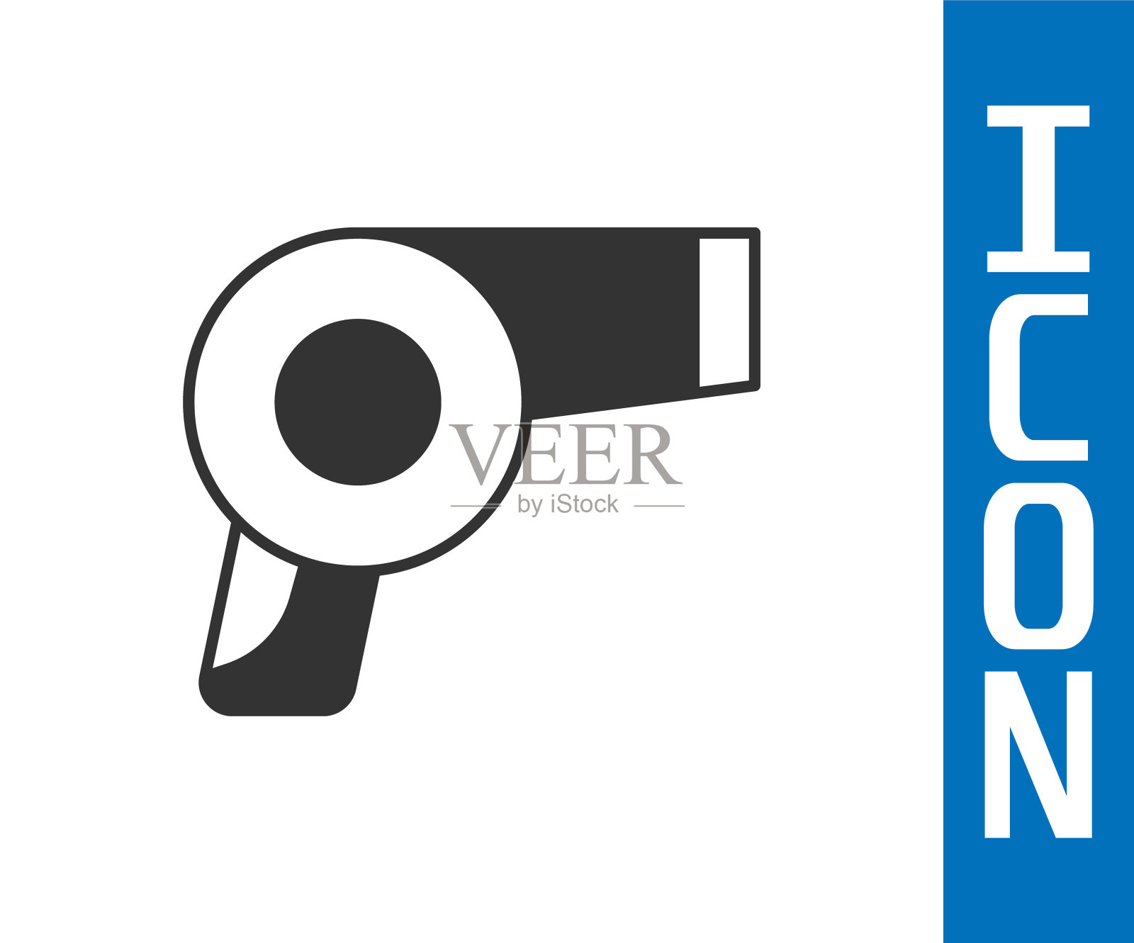 灰色电吹风图标隔离在白色背景。吹风机的迹象。头发干燥的象征。吹热空气。向量插画图片素材