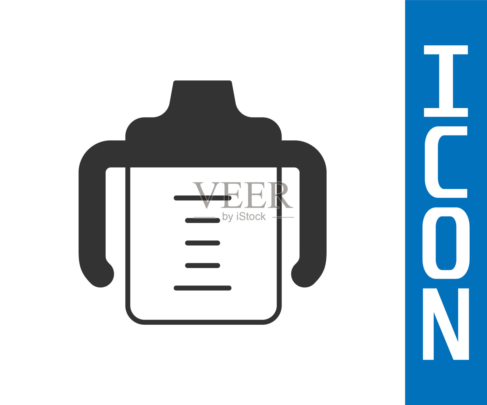 灰色婴儿瓶图标孤立在白色的背景。奶瓶图标。牛奶瓶的迹象。向量插画图片素材