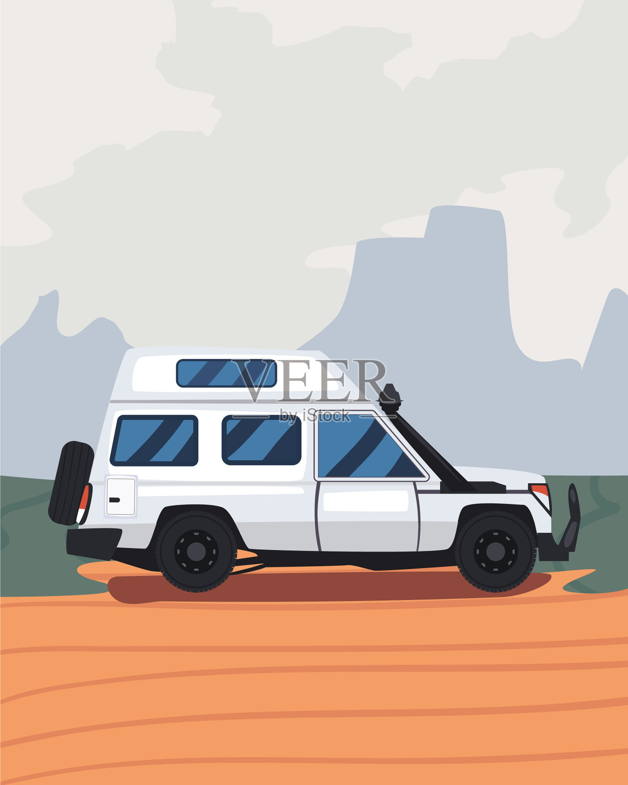 景观白色拖车插画图片素材