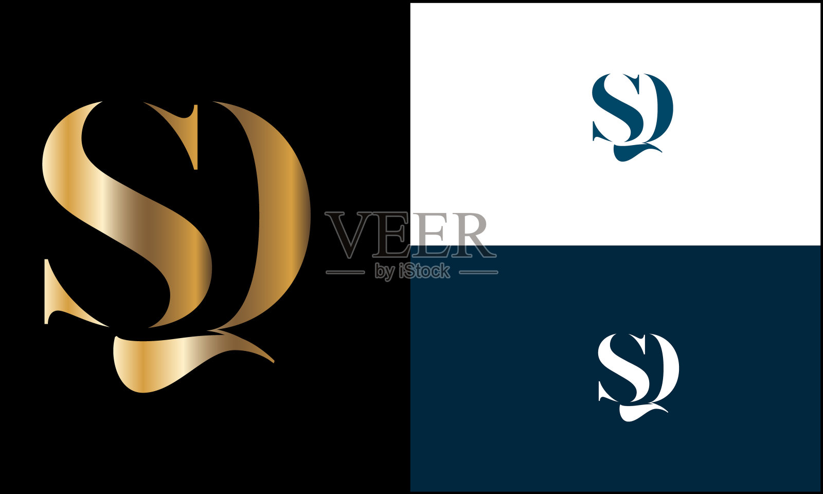 SQ,QS抽象字母标志的字母组合设计元素图片