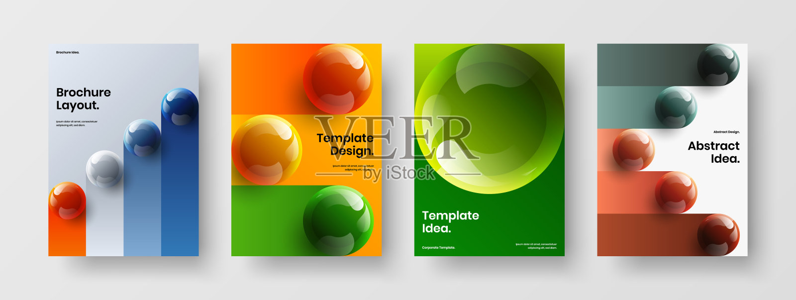 摘要标语牌A4矢量设计布局构图。创造性的现实领域年度报告模板集。设计模板素材