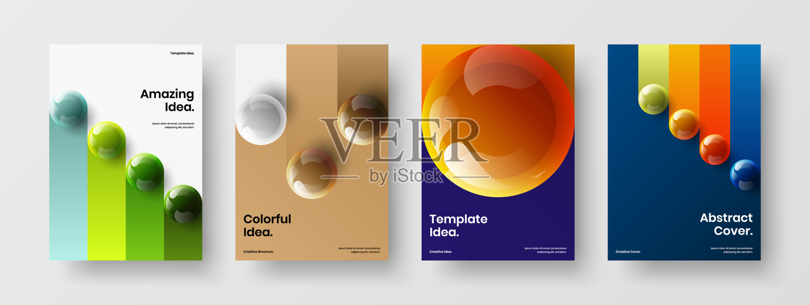 摘要首页设计矢量模板集合。原现实球书封面布局设置。设计模板素材