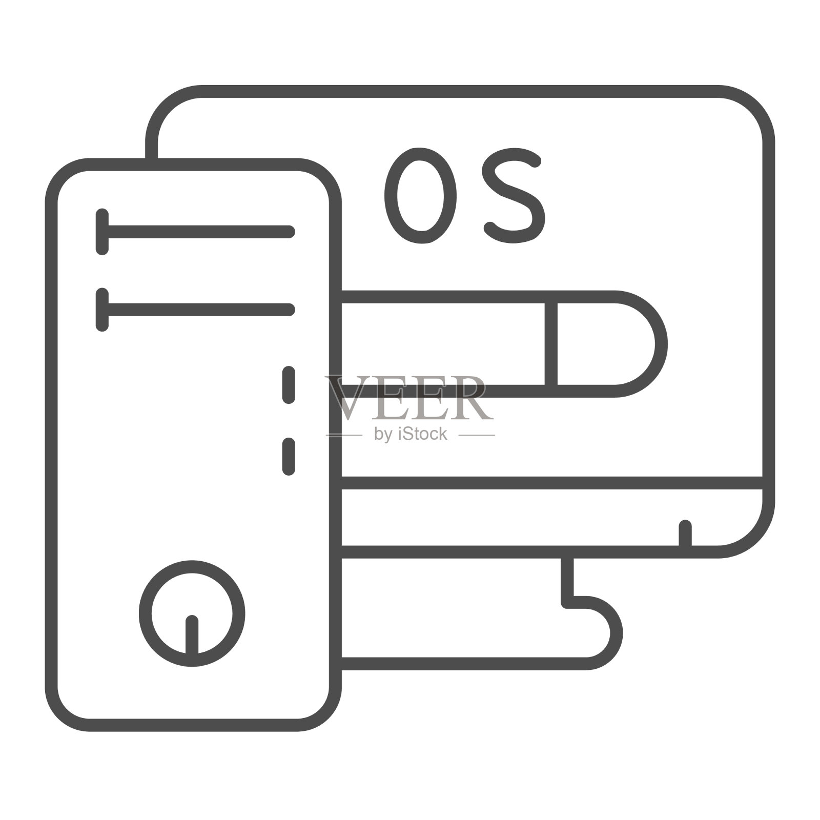 计算机和操作系统细线图标插画图片素材