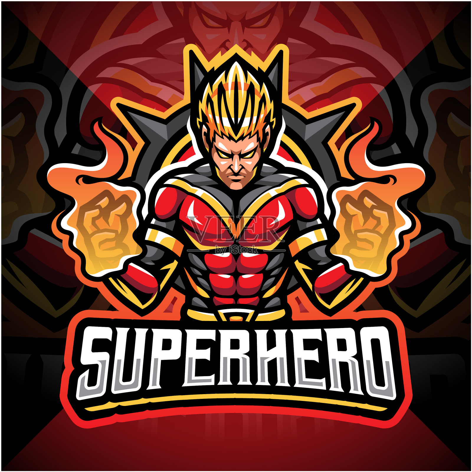 超级英雄电竞吉祥物logo设计插画图片素材