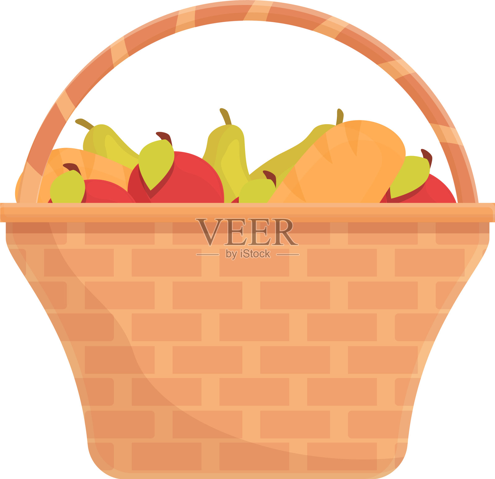 水果篮图标卡通和扁平风格设计元素图片