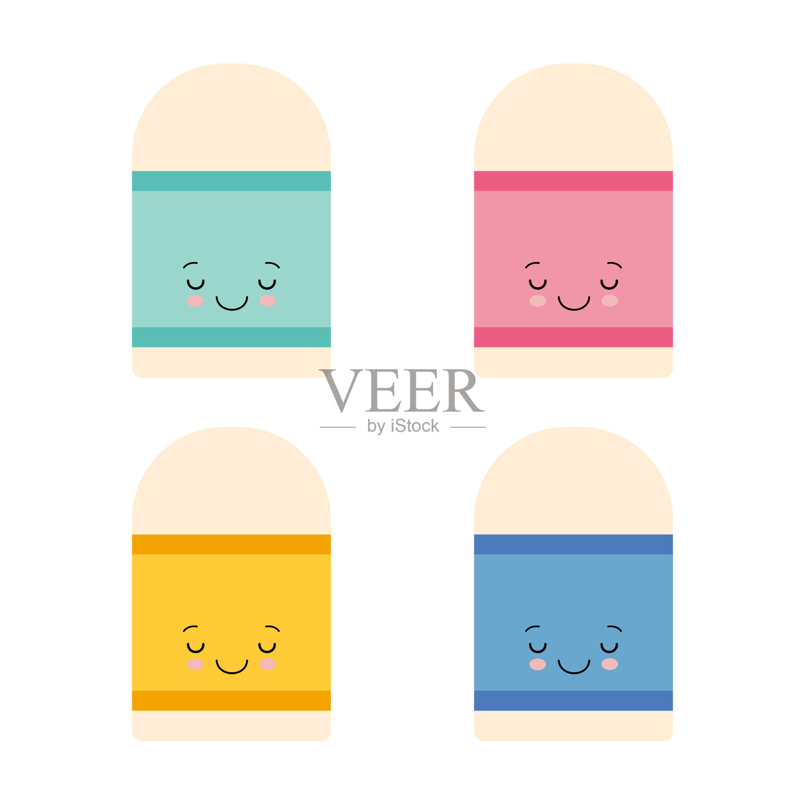 设定卡哇伊橡皮可爱的角色吉祥物回来图标素材