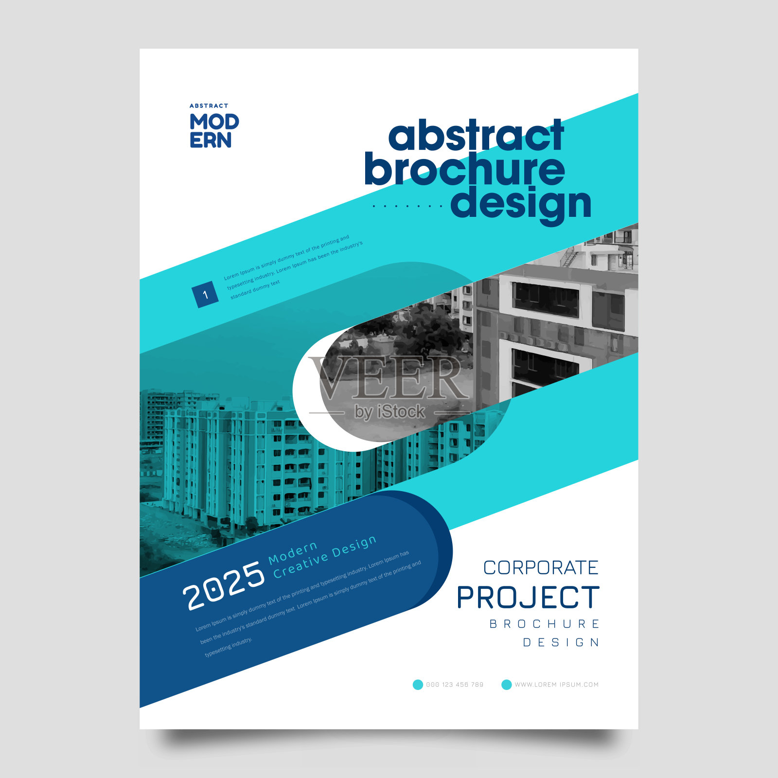 小册子封面设计模板与复古的中世纪几何图形插画图片素材