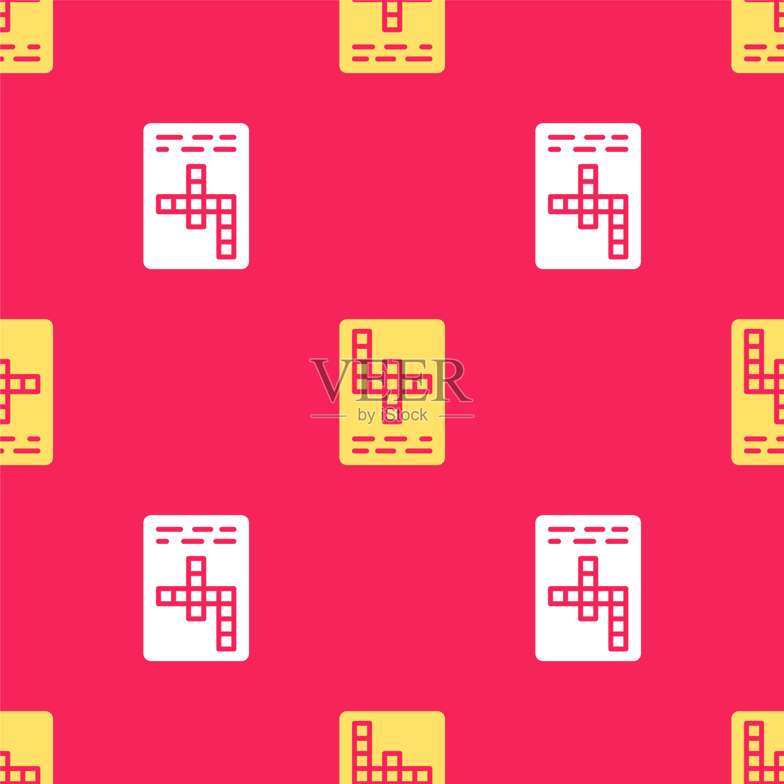 黄色纵横字谜图标隔离无缝模式上插画图片素材