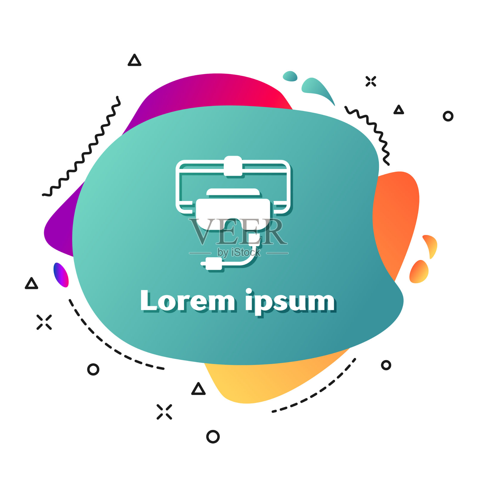 白色虚拟现实眼镜图标隔离插画图片素材