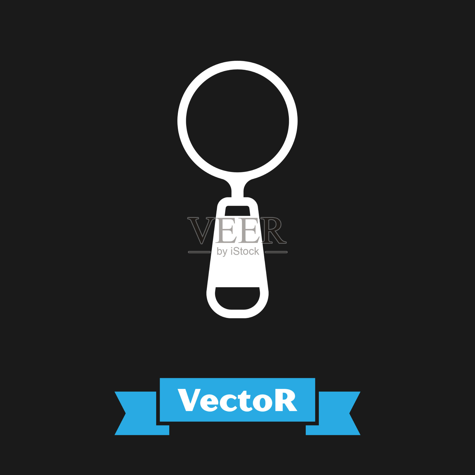 白色放大镜图标隔离在黑色插画图片素材