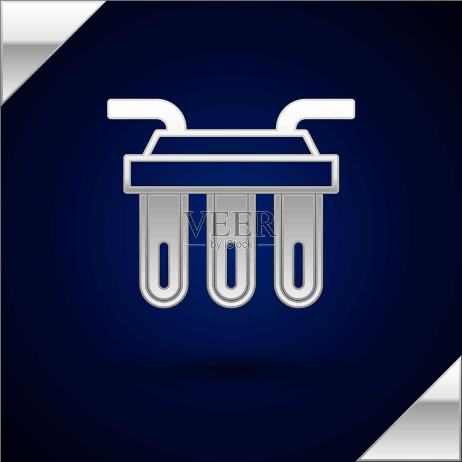 银水过滤器图标隔离在深蓝色插画图片素材