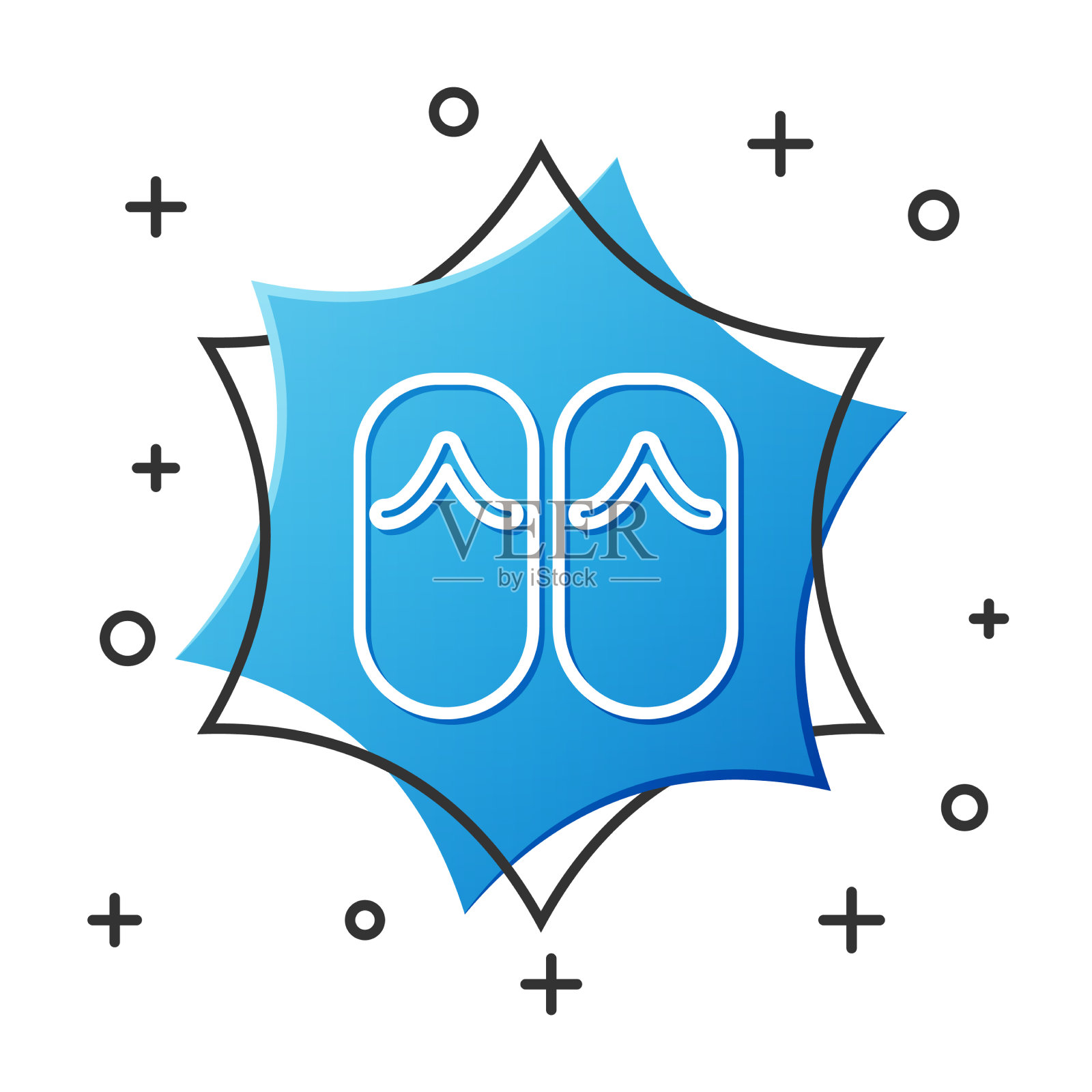 白线flip flops图标隔离在白色上图标素材