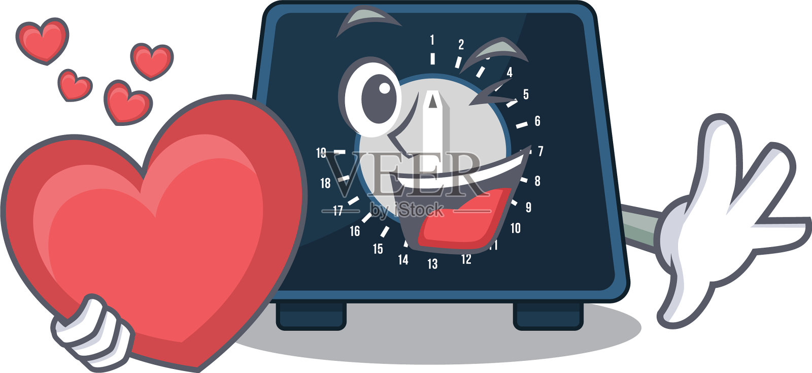 甜美的厨房计时器卡通人物风格插画图片素材