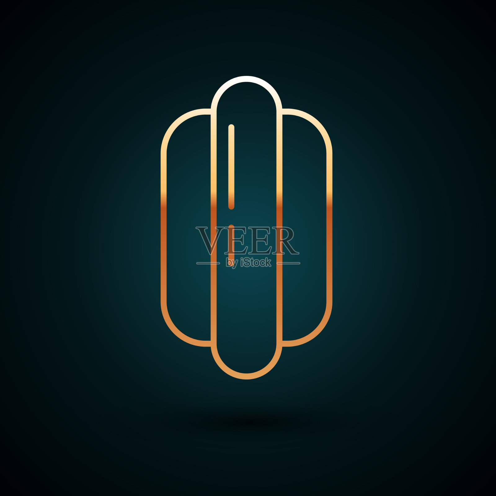 金线热狗三明治图标孤立在黑暗插画图片素材