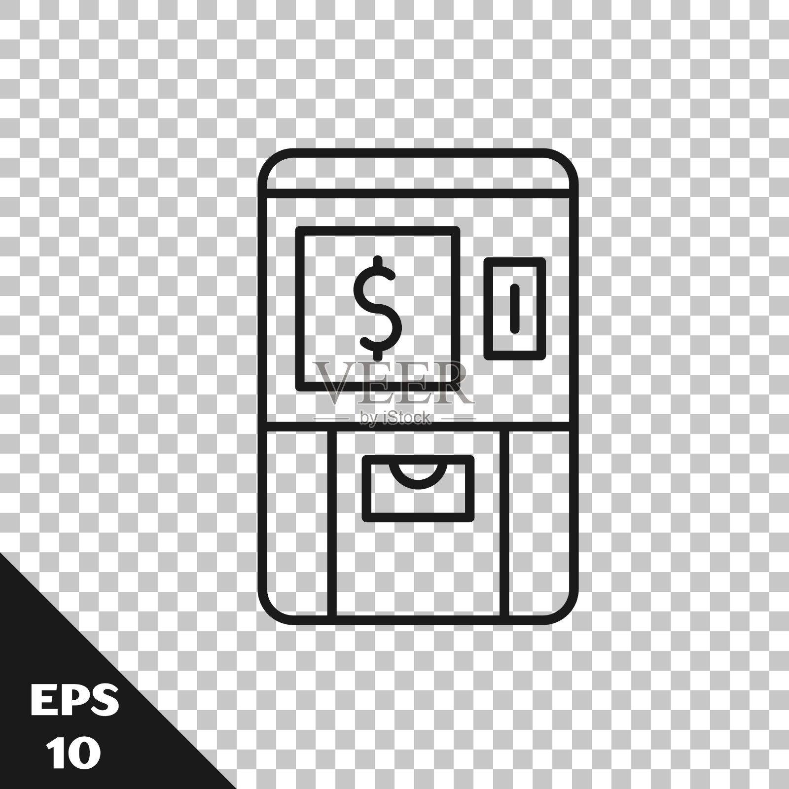 黑线自动柜员机-自动柜员机图标素材