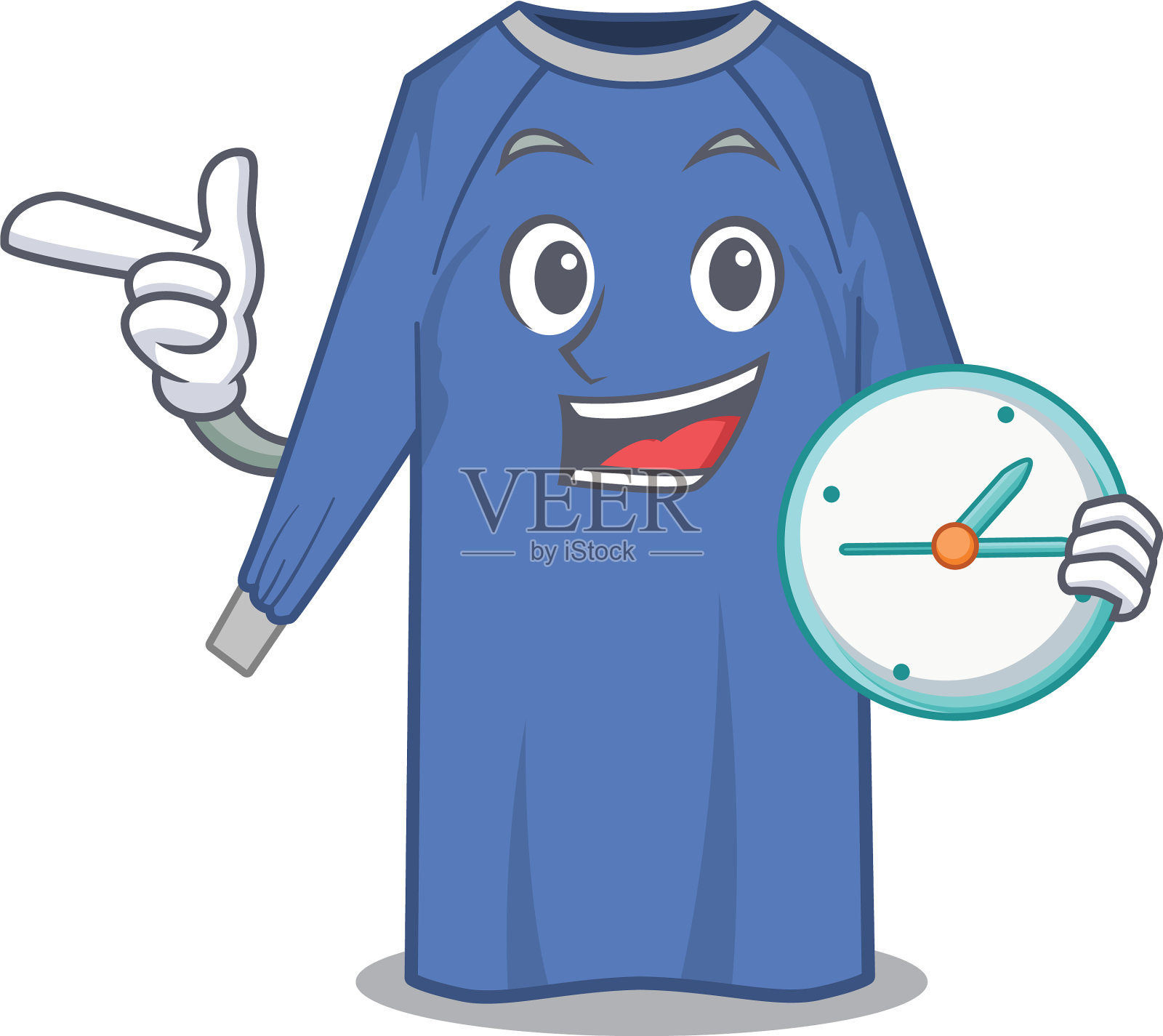 拿着钟站着的一次性衣服插画图片素材