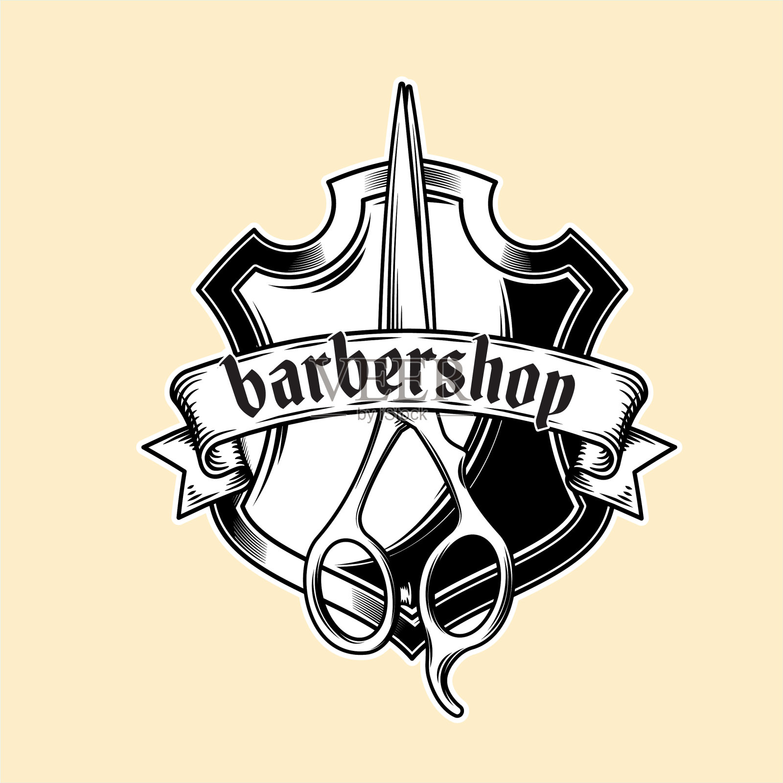 徽章标志理发店插图插画图片素材