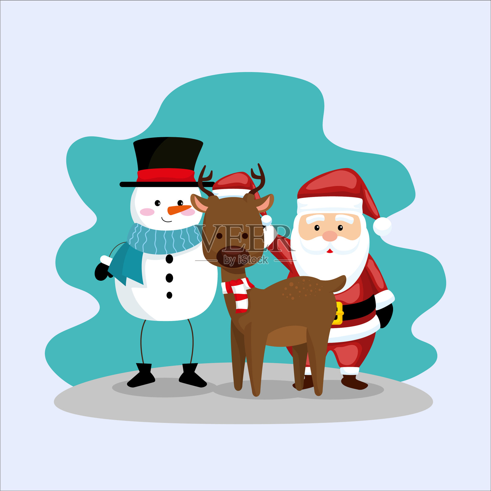 圣诞节与驯鹿的性格插画图片素材