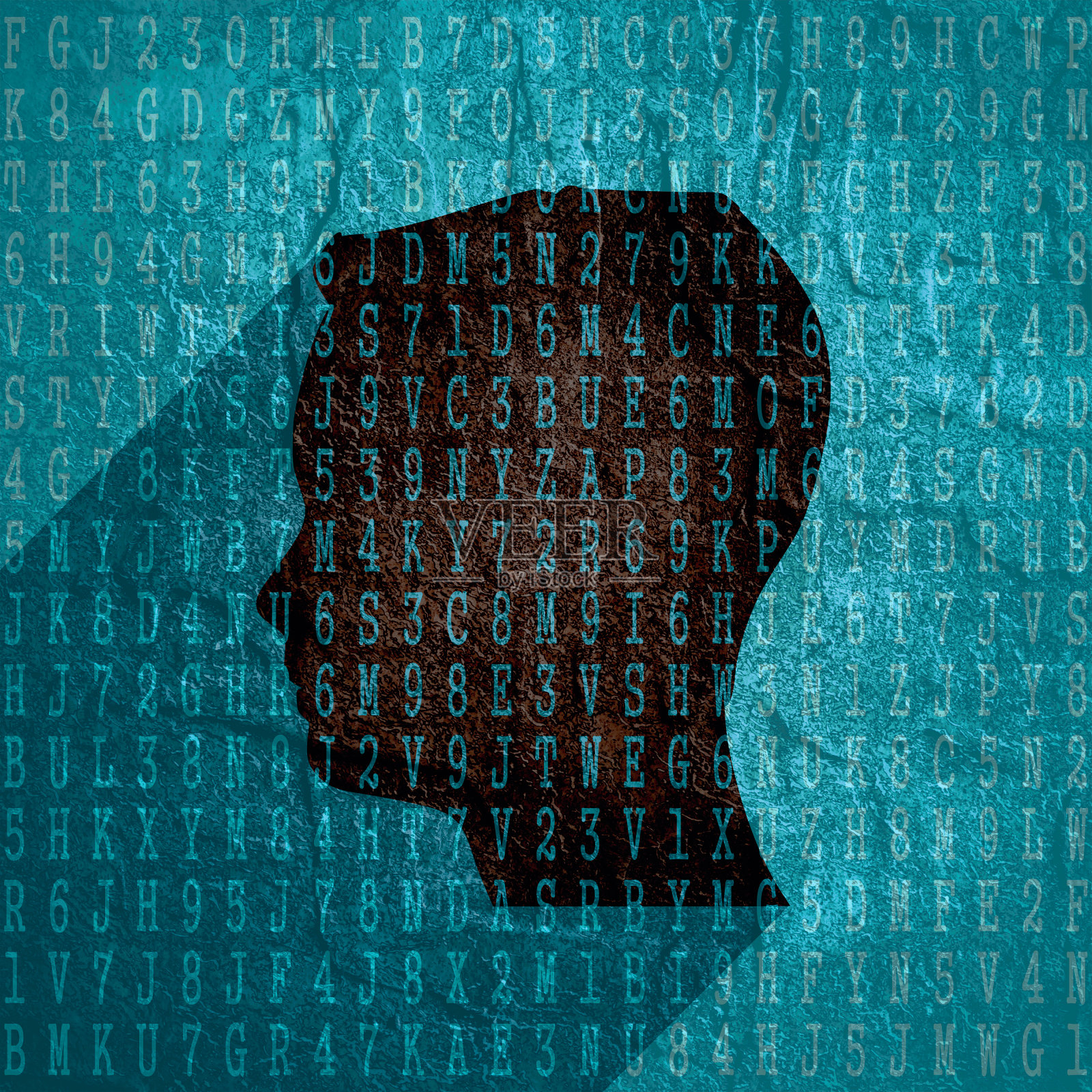 男人头像资料视图。数字矩阵叠加插画图片素材