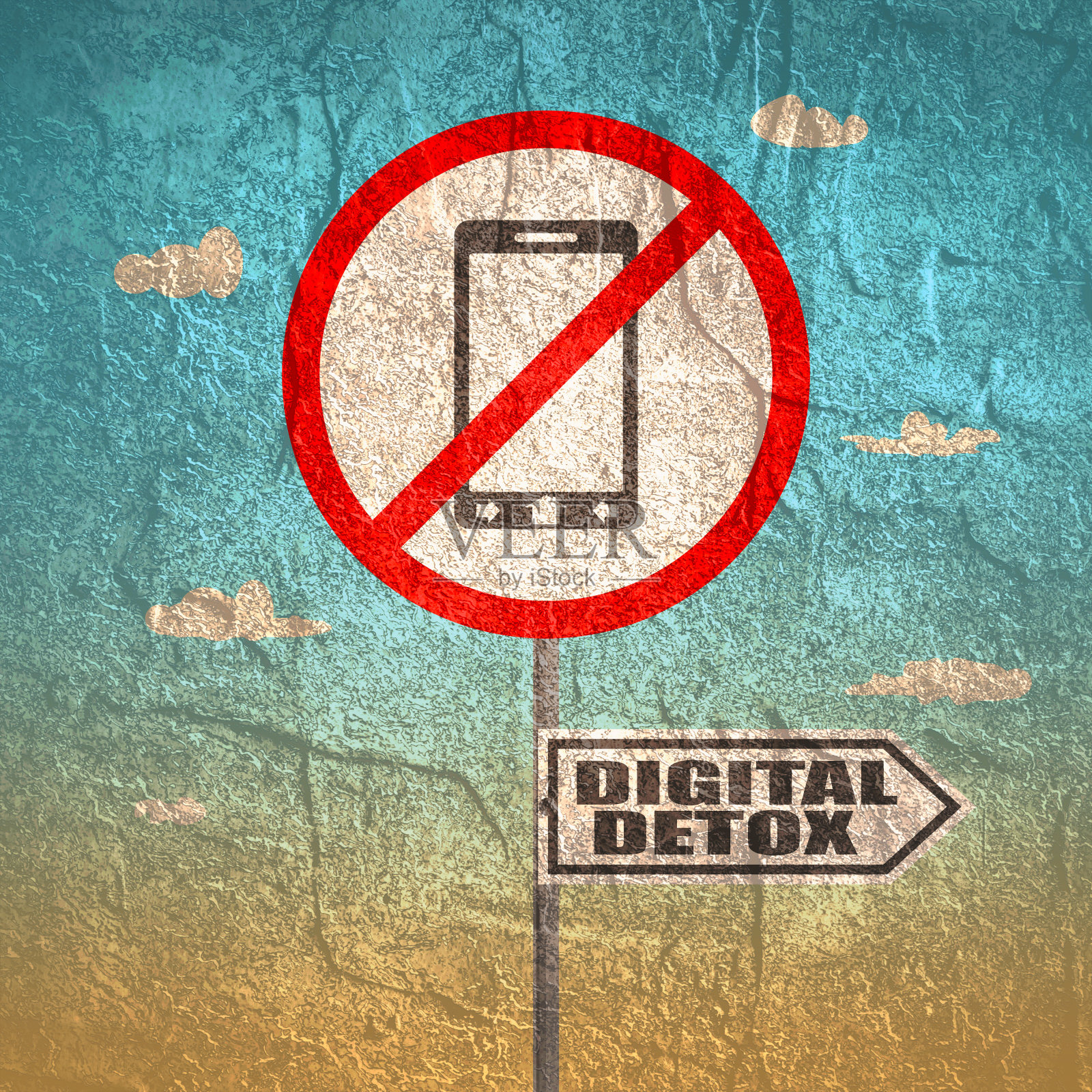 数字排毒概念插图。成瘾的设备插画图片素材