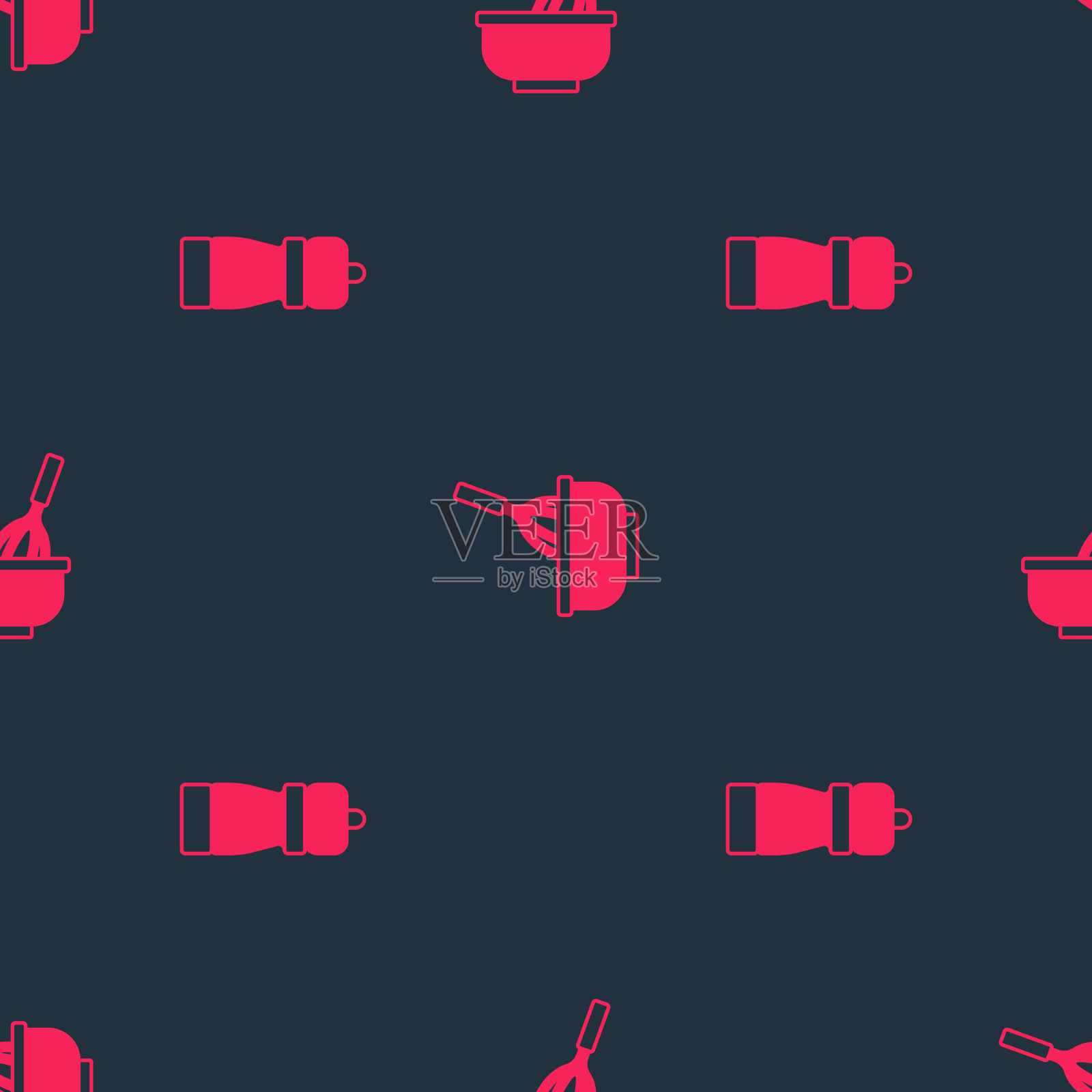 将胡椒粉和厨房搅拌器放入碗中图标素材