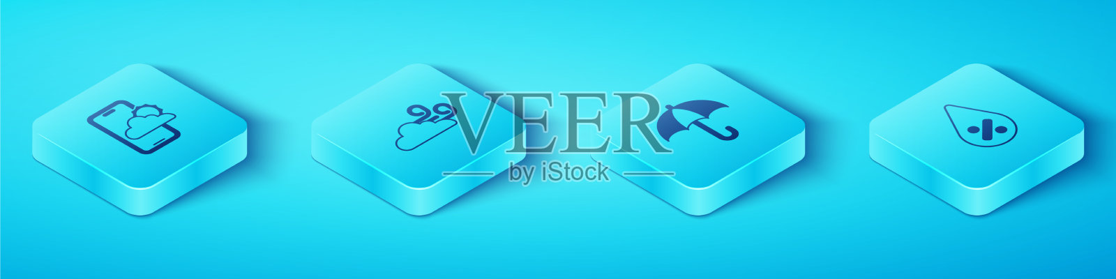 设置等距天气预报大风天气图标素材