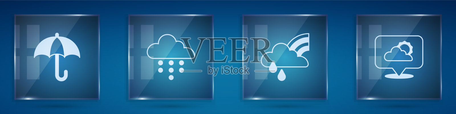 设伞云与雨彩虹云图标素材