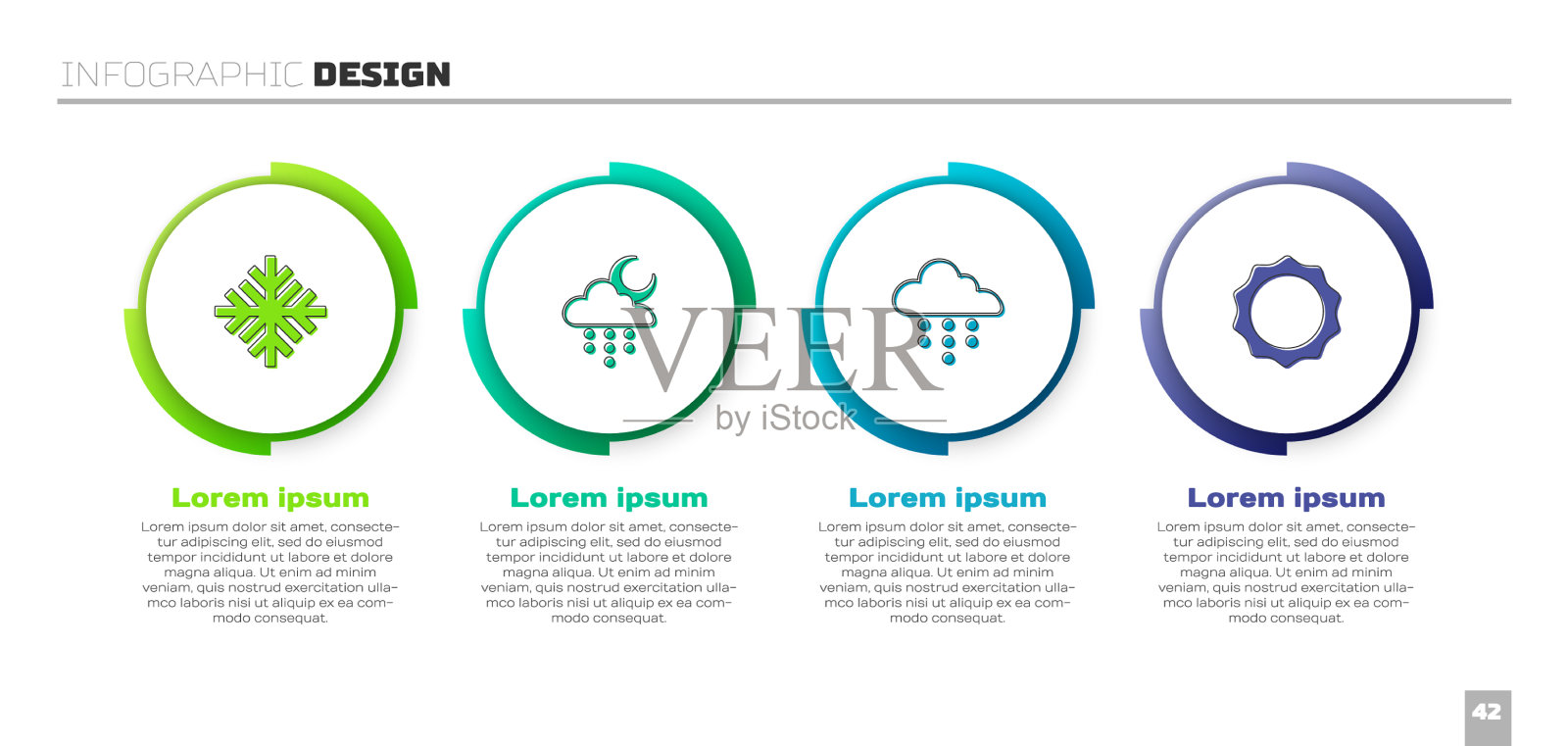 雪花云与雨、月、日图标素材