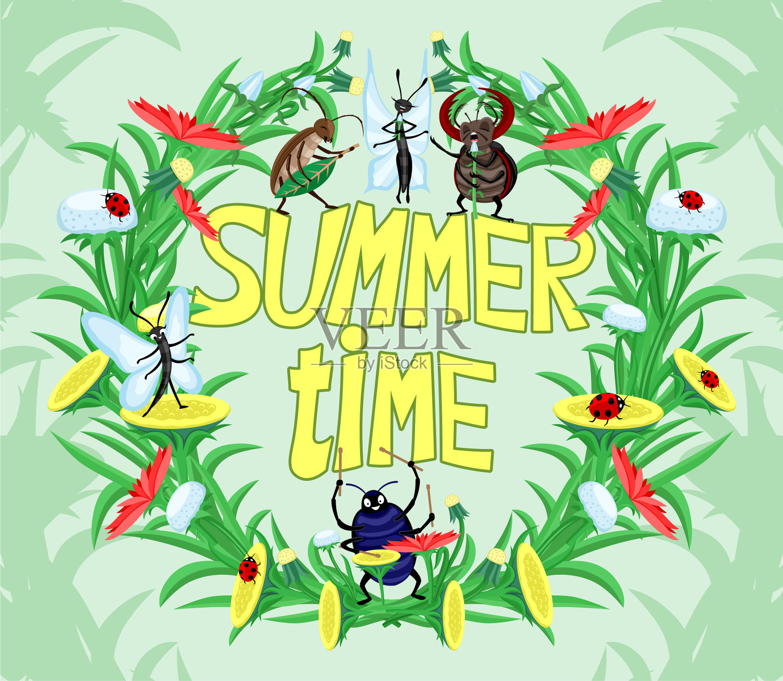 夏天的时间插画图片素材